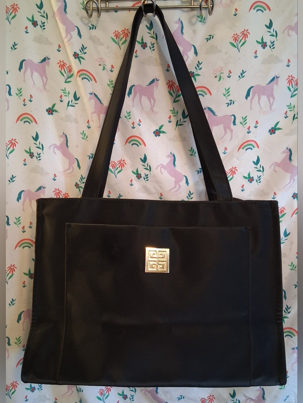EUC Vintage Y2K 90s Givenchy Black Waterproof PVC XL Shopper Tote Purse Bag